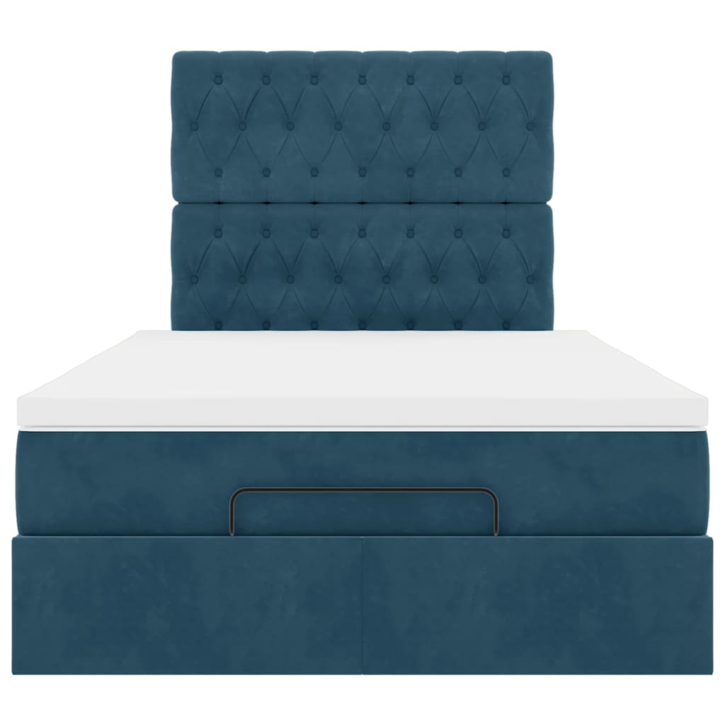Cadre de lit ottoman avec matelas bleu foncé 120x200 cm velours