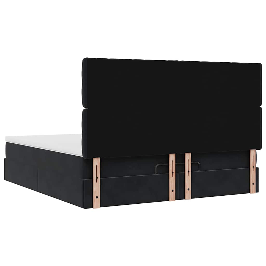 Cadre de lit ottoman avec matelas noir 160x200 cm velours - XIOS