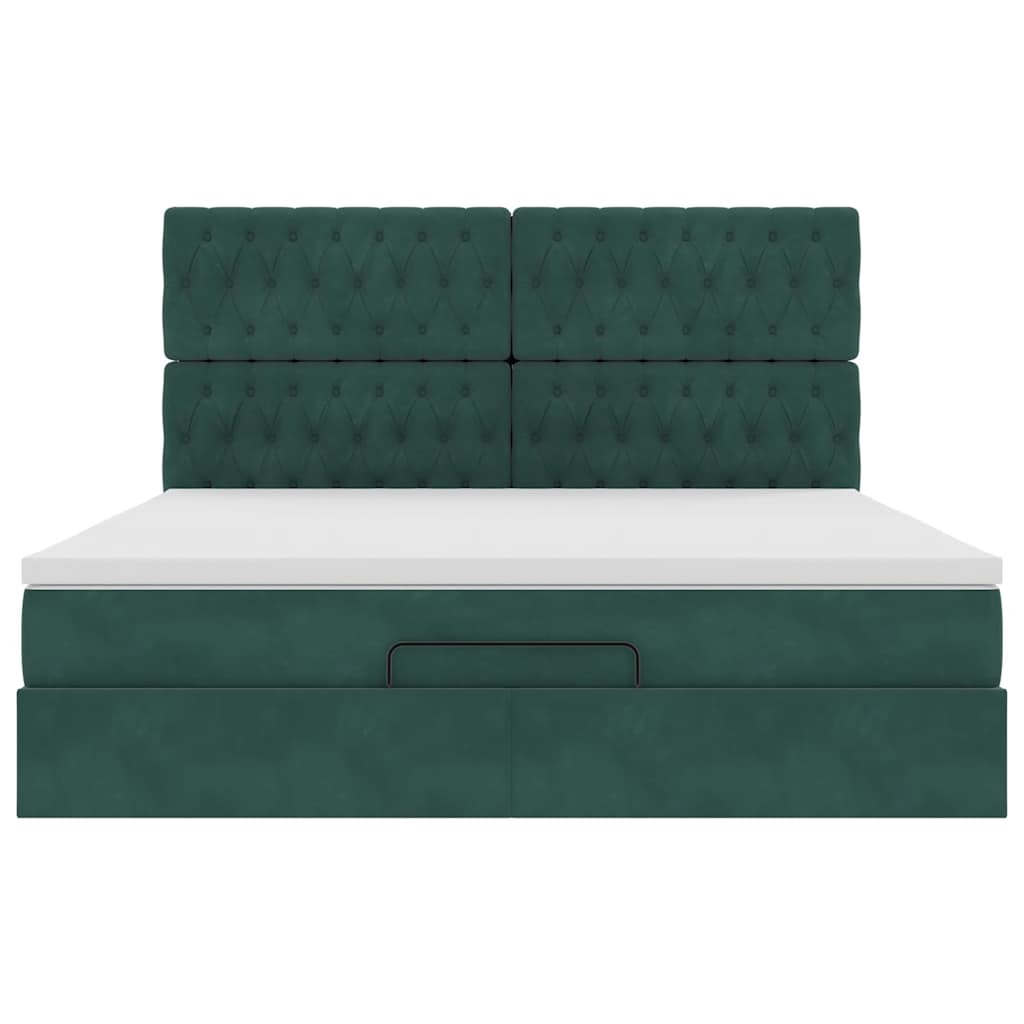 Cadre de lit ottoman avec matelas vert foncé 180x200cm velours - XIOS
