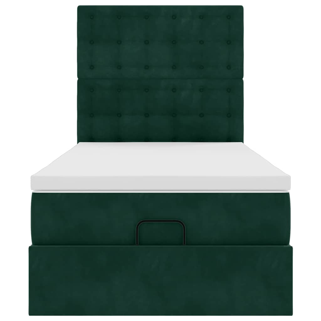 Cadre de lit ottoman avec matelas vert foncé 80x200 cm velours - XIOS