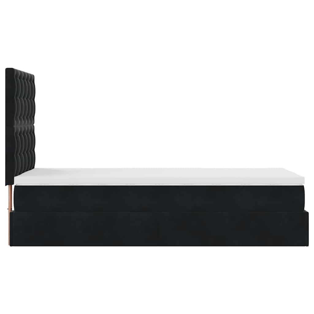 Cadre de lit ottoman avec matelas noir 90x190 cm velours - XIOS