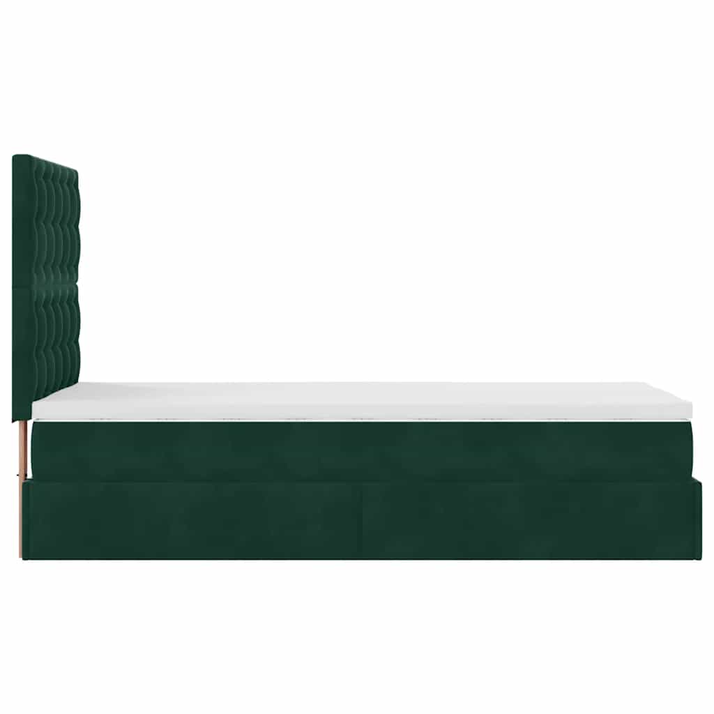 Cadre de lit ottoman avec matelas vert foncé 90x190 cm velours - XIOS