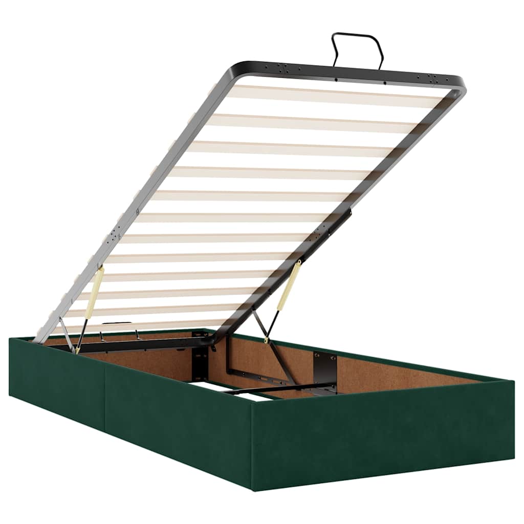 Cadre de lit ottoman avec matelas vert foncé 90x190 cm velours - XIOS