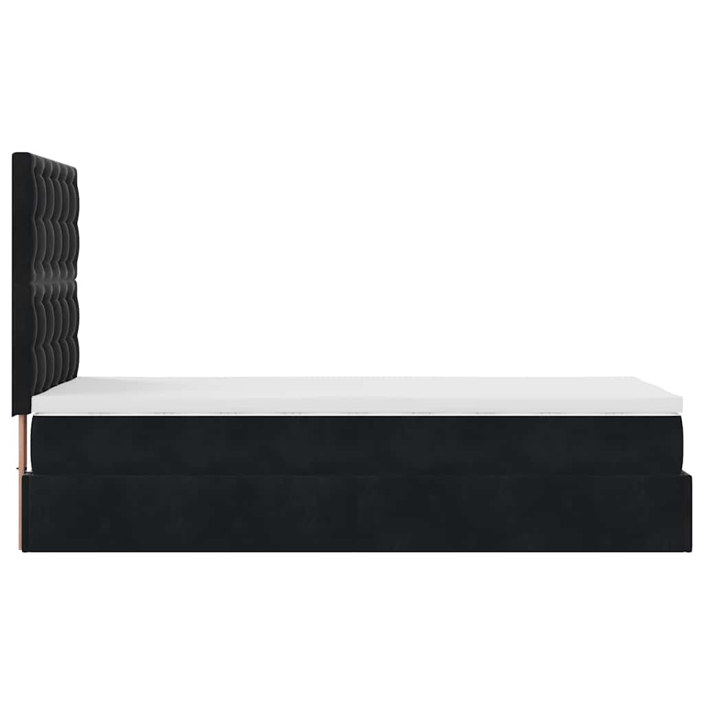 Cadre de lit ottoman avec matelas noir 100x200cm velours - XIOS