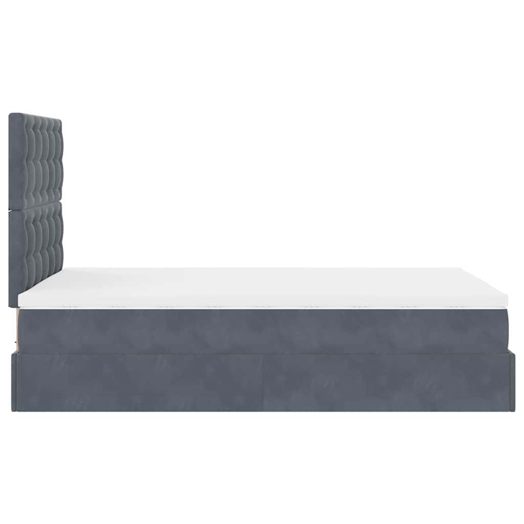 Cadre de lit ottoman avec matelas gris foncé 120x190 cm velours - XIOS