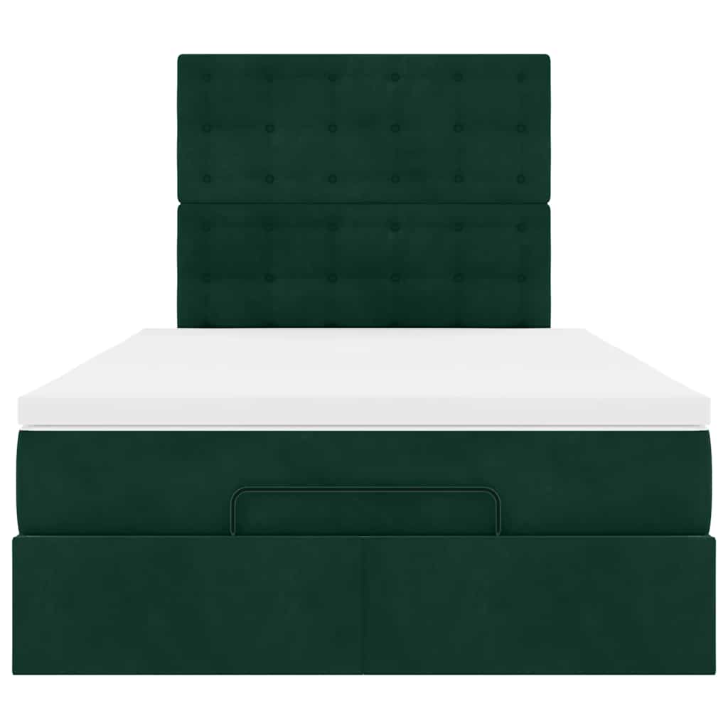Cadre de lit ottoman avec matelas vert foncé 120x190 cm velours