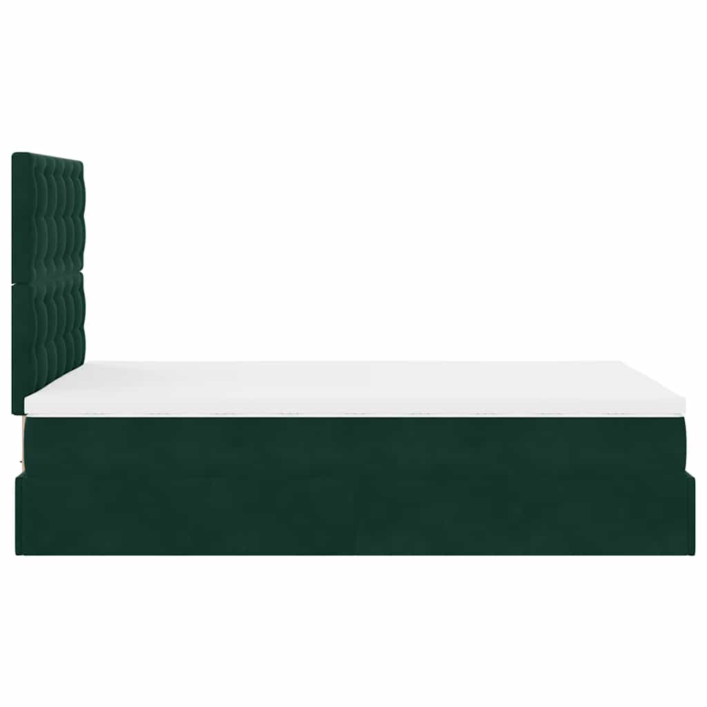 Cadre de lit ottoman avec matelas vert foncé 120x190 cm velours
