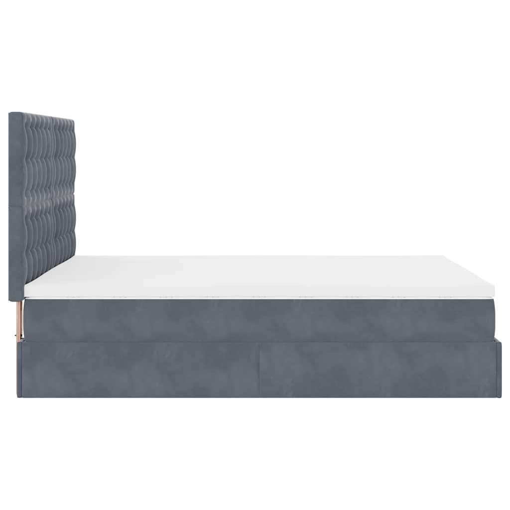 Cadre de lit ottoman avec matelas gris foncé 140x190 cm velours - XIOS