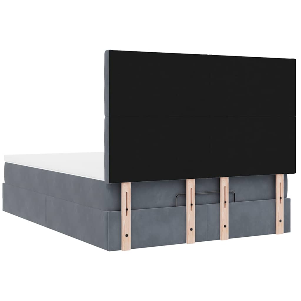 Cadre de lit ottoman avec matelas gris foncé 140x190 cm velours - XIOS