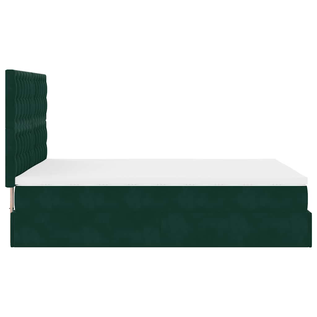 Cadre de lit ottoman avec matelas vert foncé 140x190 cm velours - XIOS