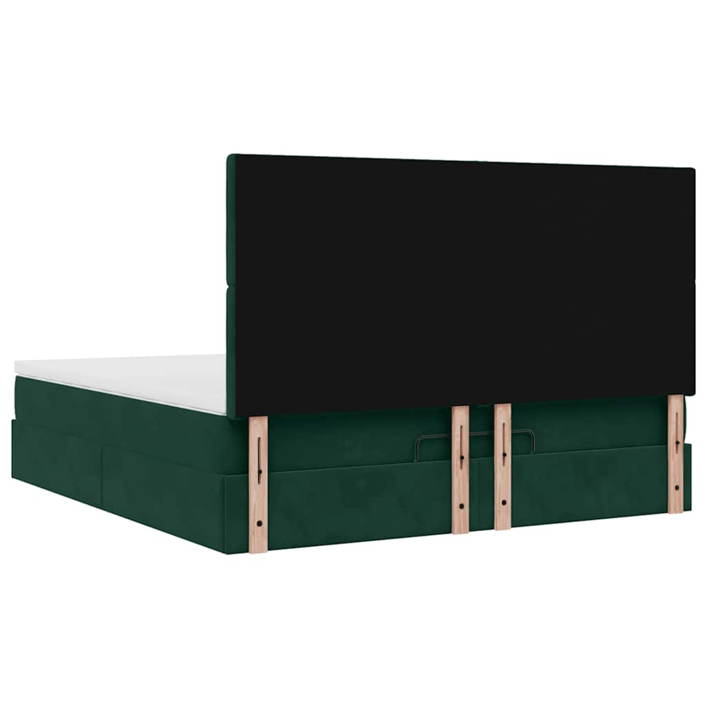 Cadre de lit ottoman avec matelas vert foncé 160x200 cm velours - XIOS
