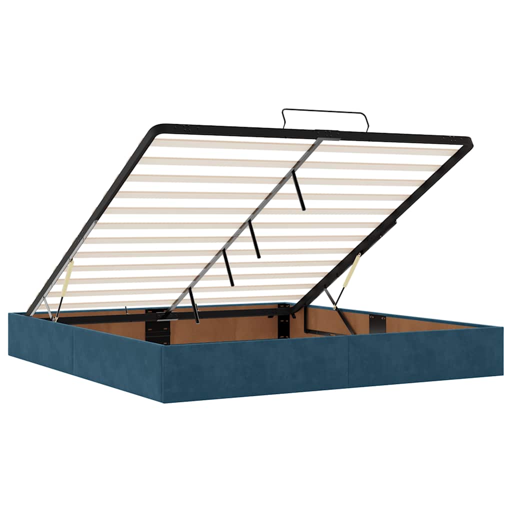 Cadre de lit ottoman avec matelas bleu foncé 180x200 cm velours - XIOS