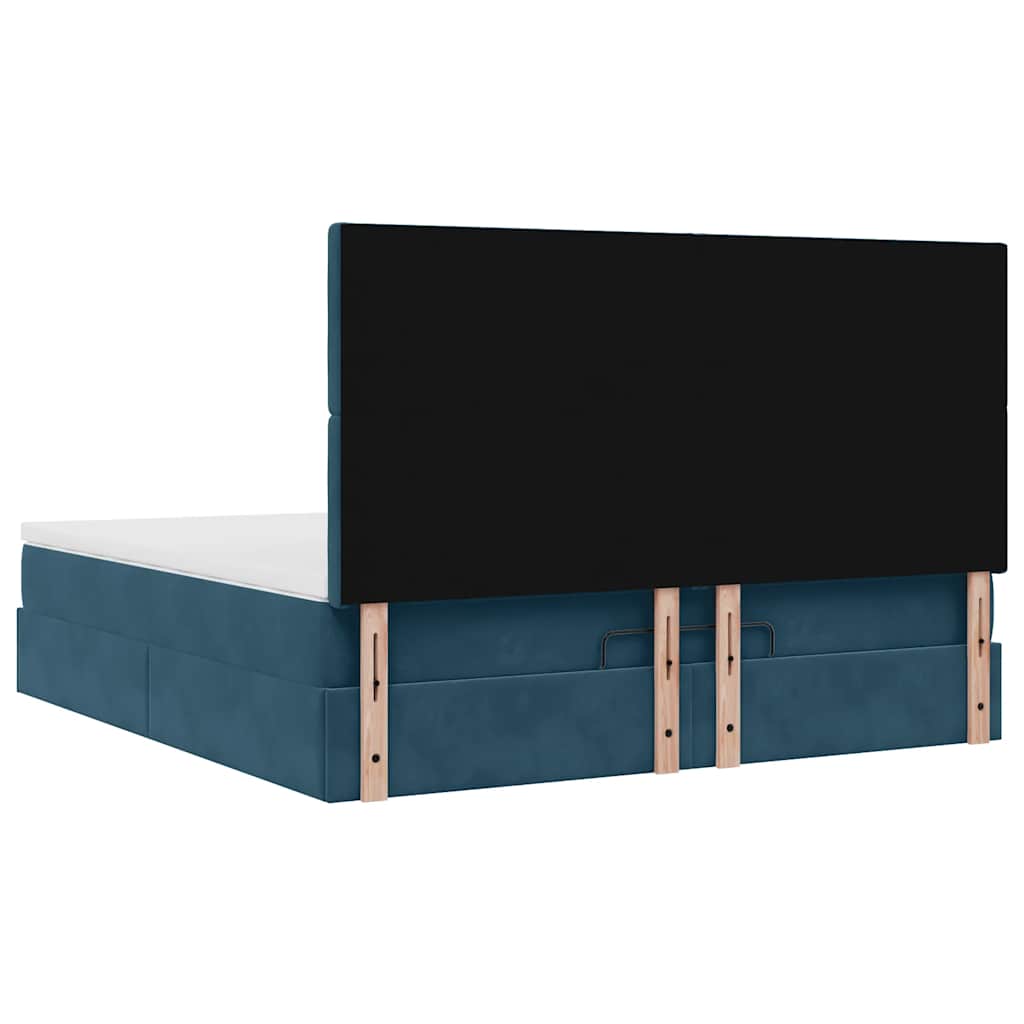 Cadre de lit ottoman avec matelas bleu foncé 180x200 cm velours - XIOS