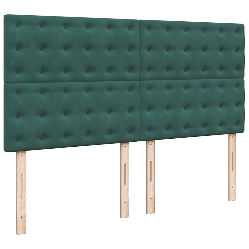 Cadre de lit ottoman avec matelas vert foncé 200x200 cm velours - XIOS