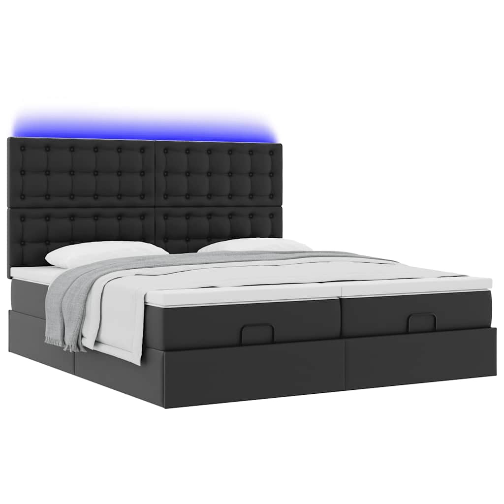 Cadre de lit ottoman avec matelas noir 200x200 cm similicuir - XIOS