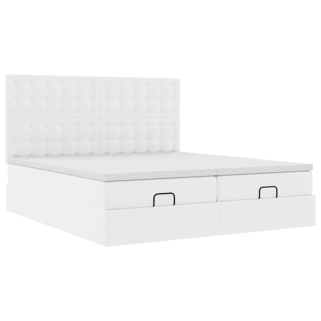 Cadre de lit ottoman et matelas blanc pur 200x200cm similicuir - XIOS