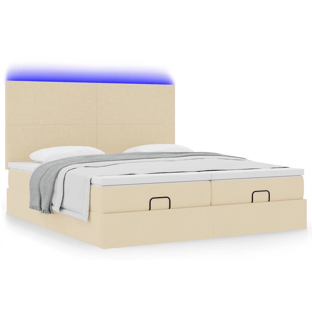 Cadre de lit ottoman avec matelas crème 160x200 cm tissu - XIOS