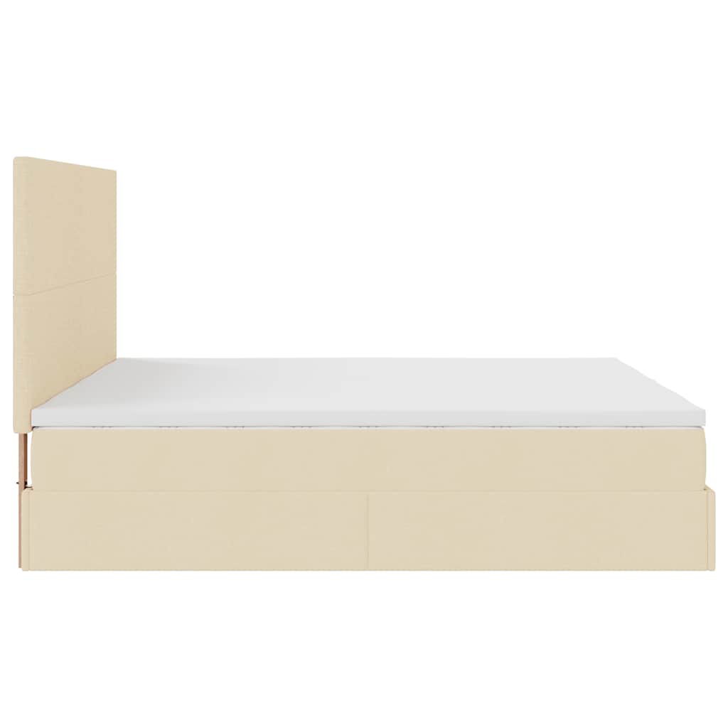 Cadre de lit ottoman avec matelas crème 160x200 cm tissu - XIOS