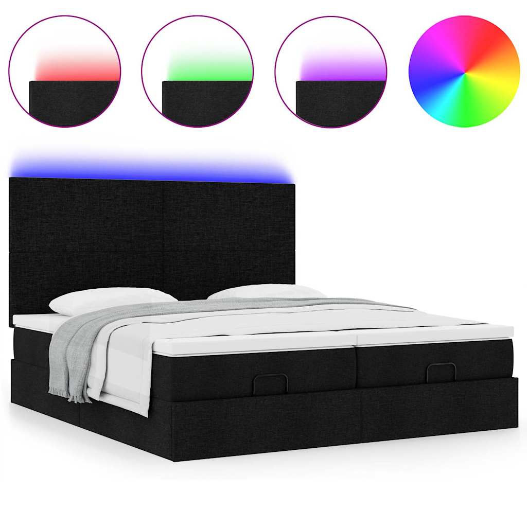 Cadre de lit ottoman avec matelas noir 180x200cm tissu - XIOS