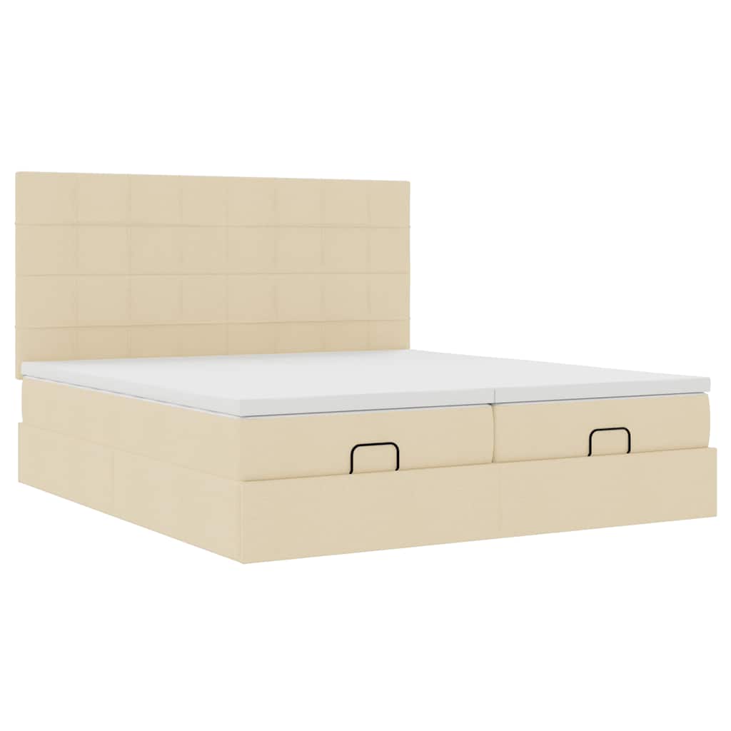 Cadre de lit ottoman avec matelas crème 160x200 cm tissu - XIOS