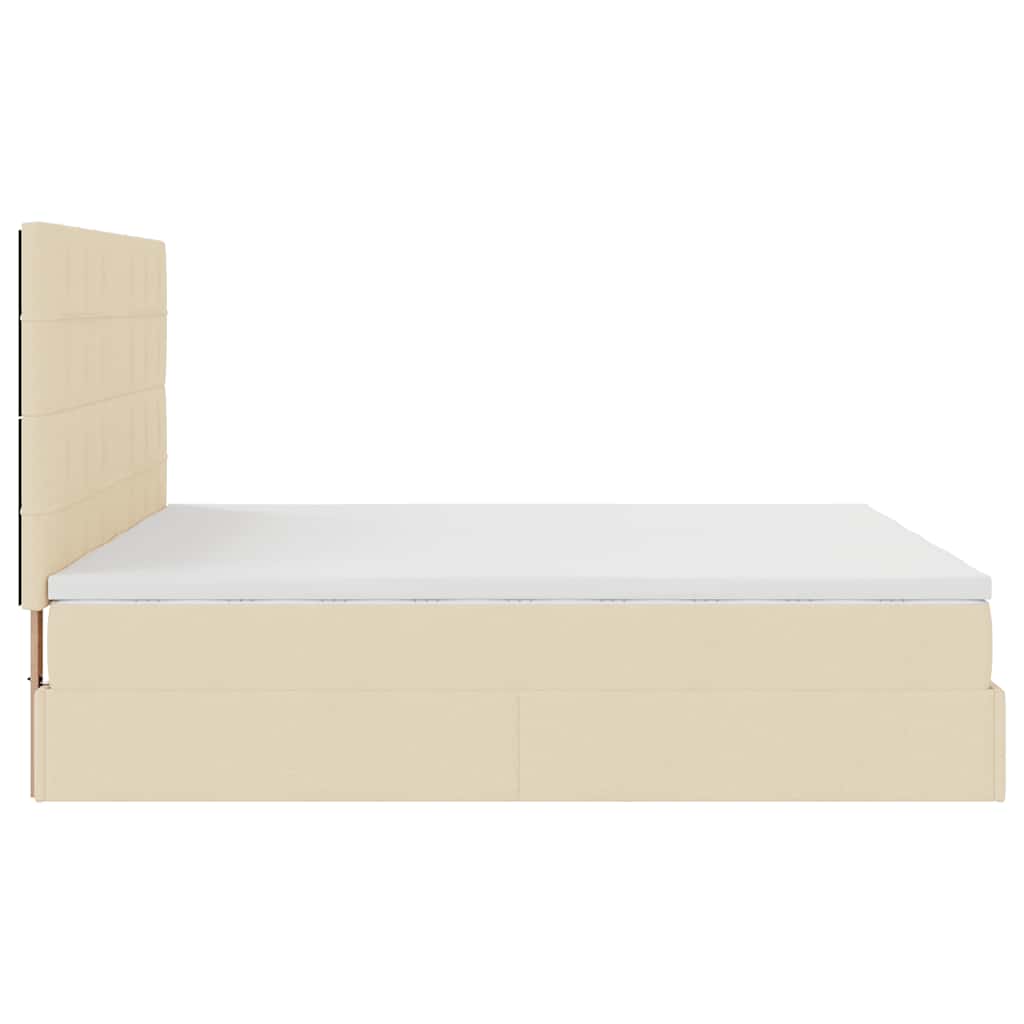 Cadre de lit ottoman avec matelas crème 160x200 cm tissu - XIOS