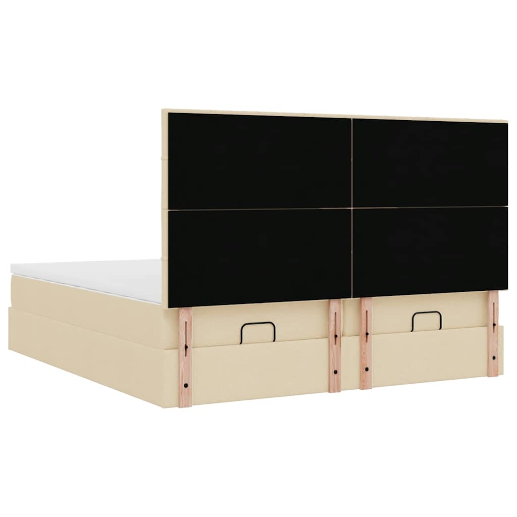 Cadre de lit ottoman avec matelas crème 160x200 cm tissu - XIOS