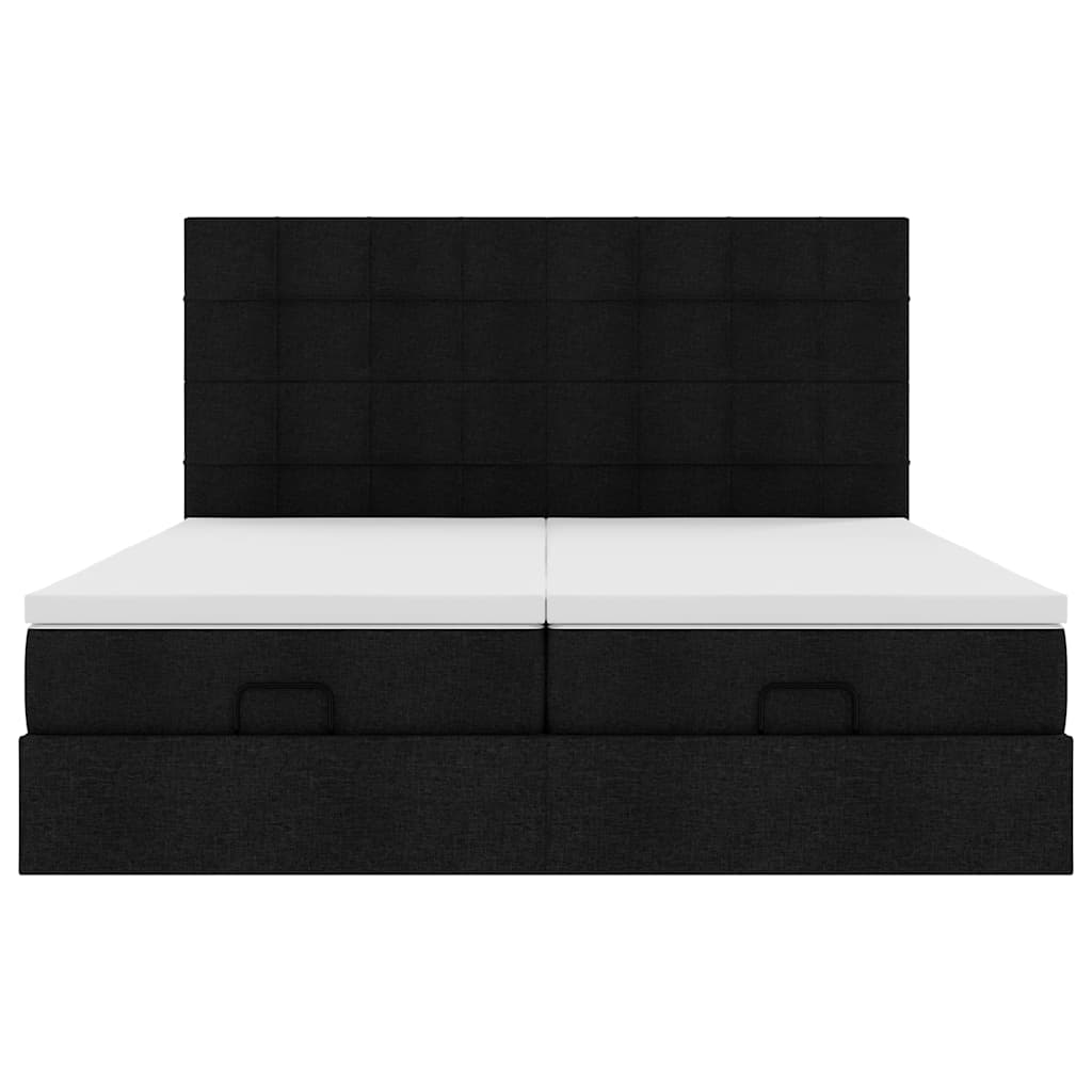 Cadre de lit ottoman avec matelas noir 180x200cm tissu - XIOS