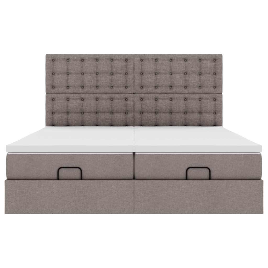 Cadre de lit ottoman avec matelas taupe 160x200 cm tissu - XIOS