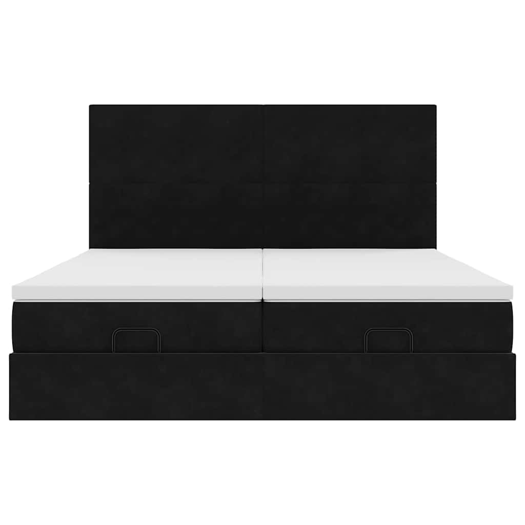 Cadre de lit ottoman avec matelas noir 160x200 cm velours - XIOS