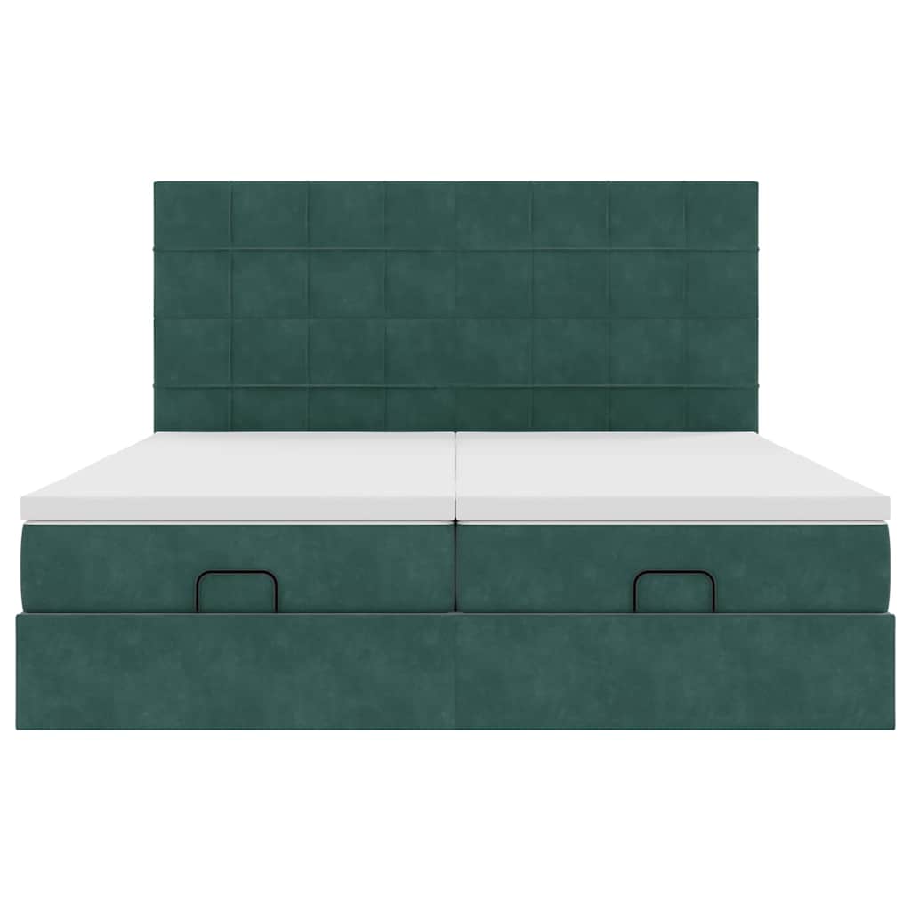 Cadre de lit ottoman avec matelas vert foncé 160x200 cm velours - XIOS