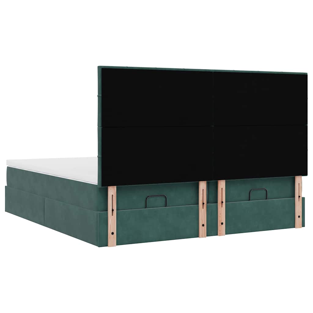 Cadre de lit ottoman avec matelas vert foncé 160x200 cm velours - XIOS