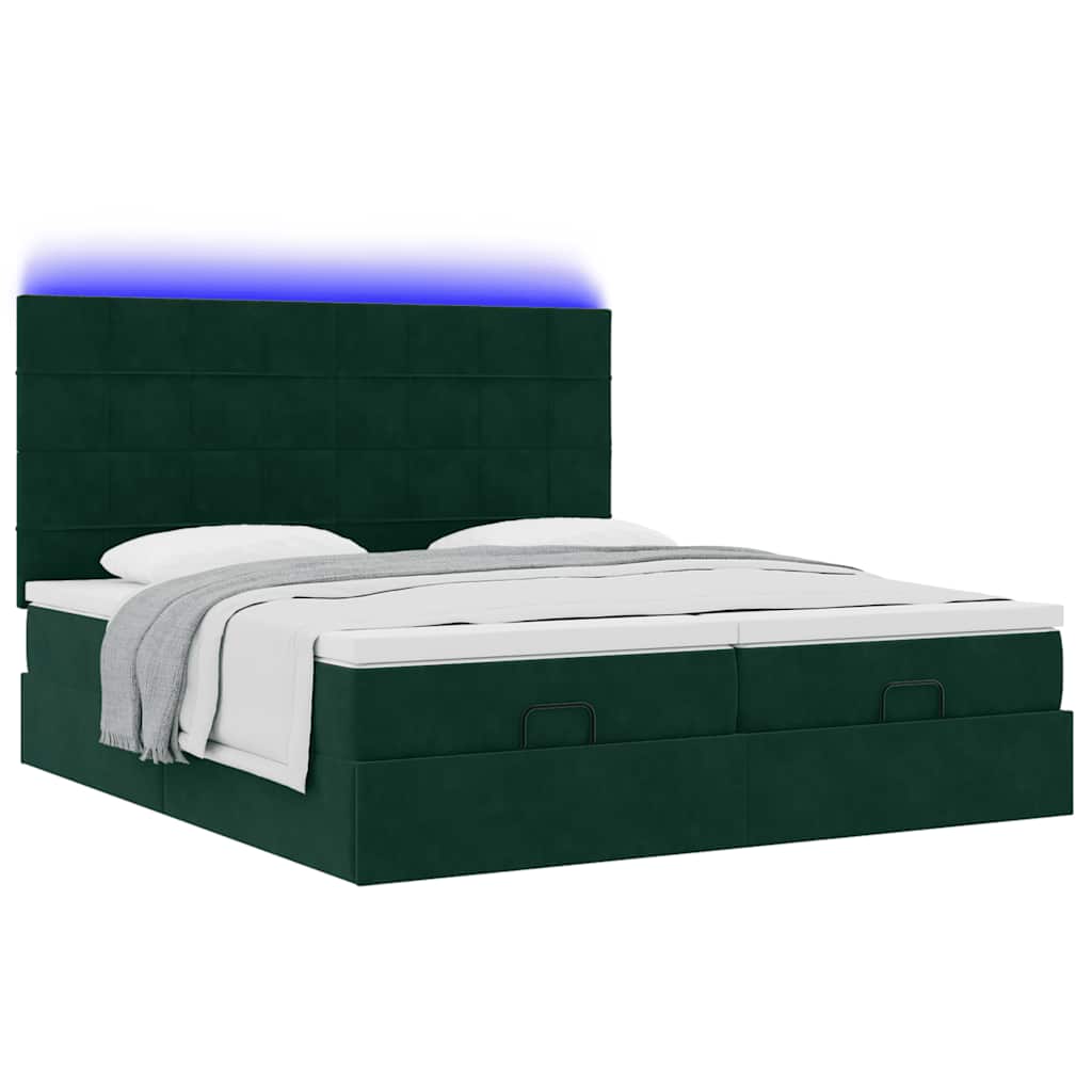 Cadre de lit ottoman avec matelas vert foncé 180x200cm velours - XIOS