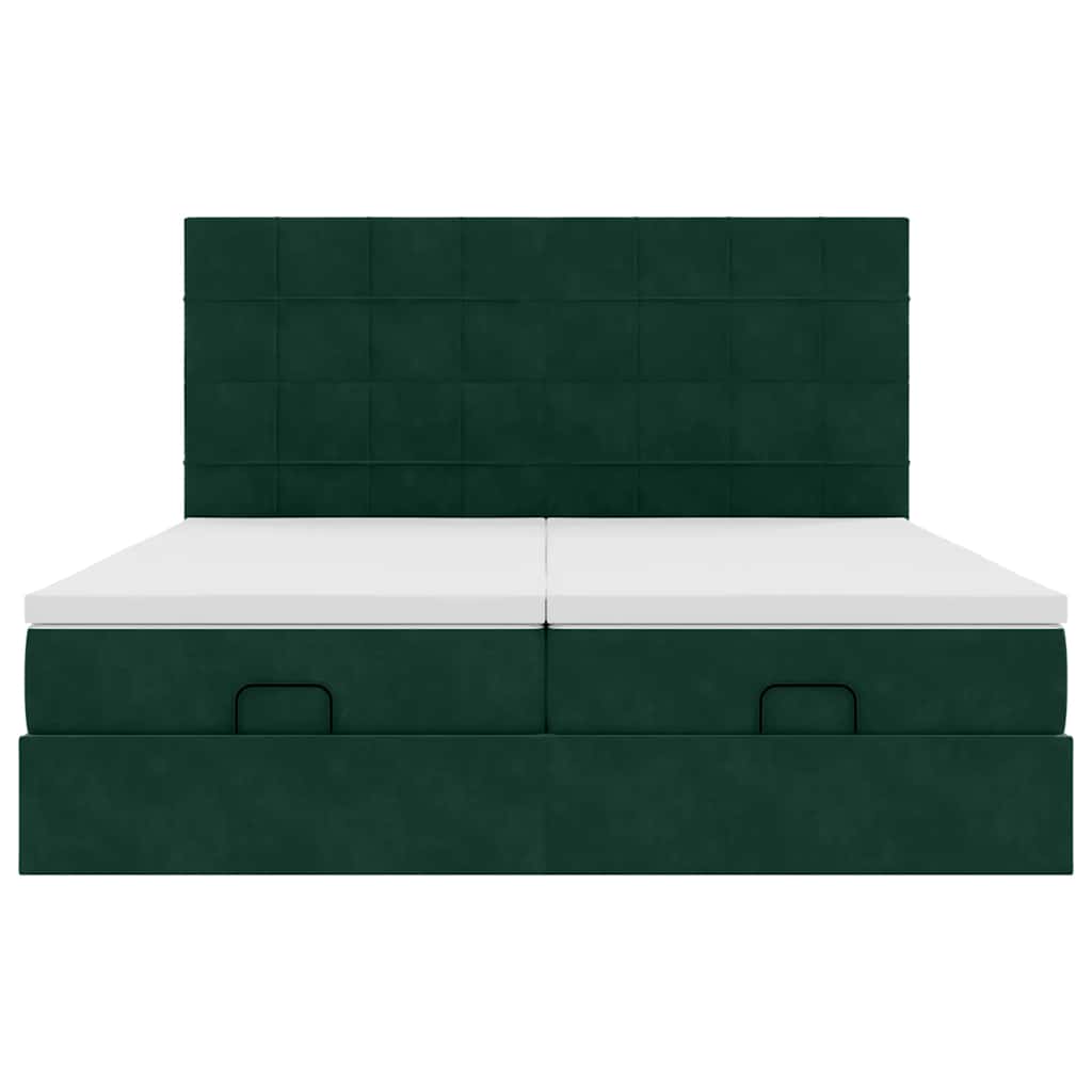 Cadre de lit ottoman avec matelas vert foncé 180x200cm velours - XIOS