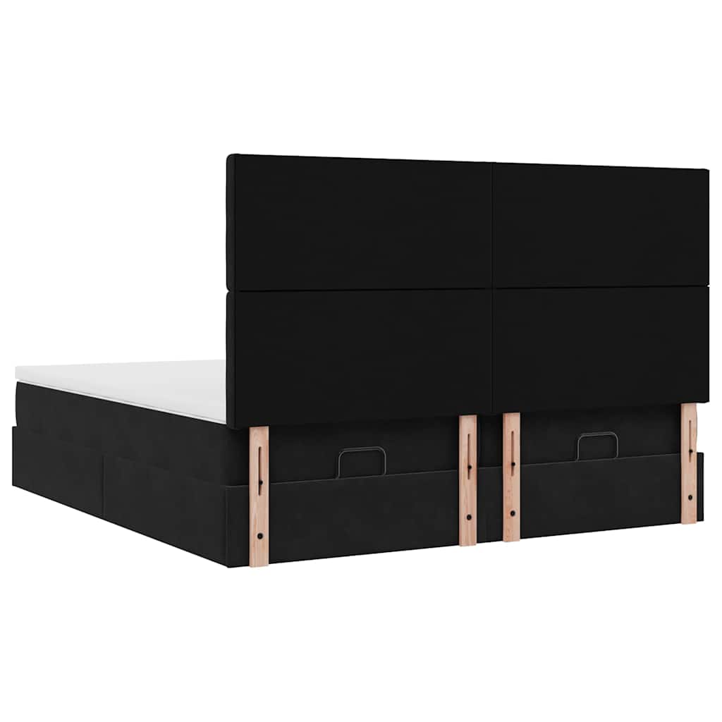 Cadre de lit ottoman avec matelas noir 200x200cm velours - XIOS