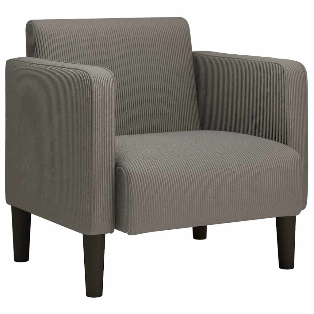 Canapé-chaise accoudoirs gris clair 54 cm tissu velours côtelé - XIOS