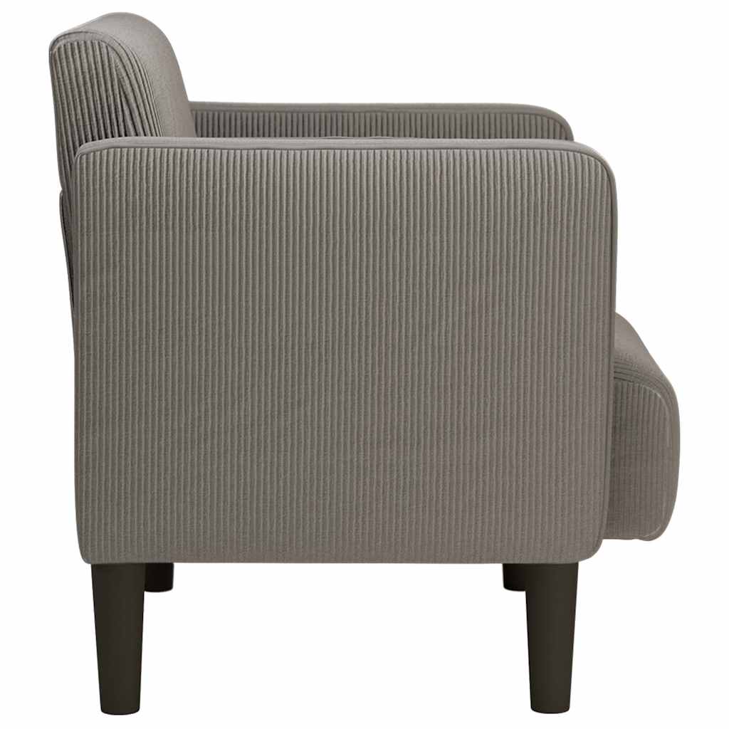 Canapé-chaise accoudoirs gris clair 54 cm tissu velours côtelé - XIOS