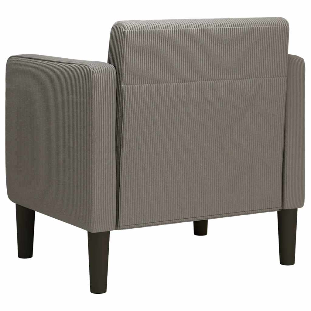 Canapé-chaise accoudoirs gris clair 54 cm tissu velours côtelé - XIOS