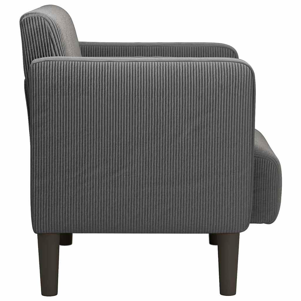 Canapé-chaise accoudoirs gris foncé 54 cm tissu velours côtelé - XIOS