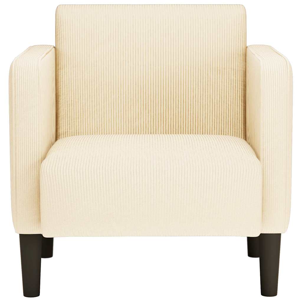 Canapé-chaise accoudoirs crème 54 cm tissu velours côtelé