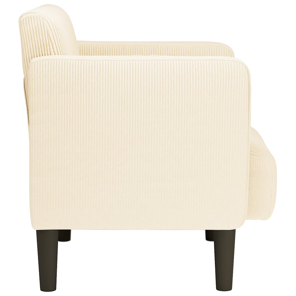 Canapé-chaise accoudoirs crème 54 cm tissu velours côtelé