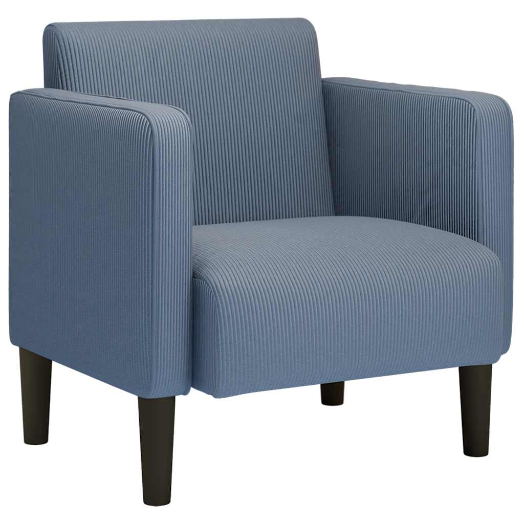 Canapé-chaise accoudoirs bleu 54 cm tissu velours côtelé - XIOS