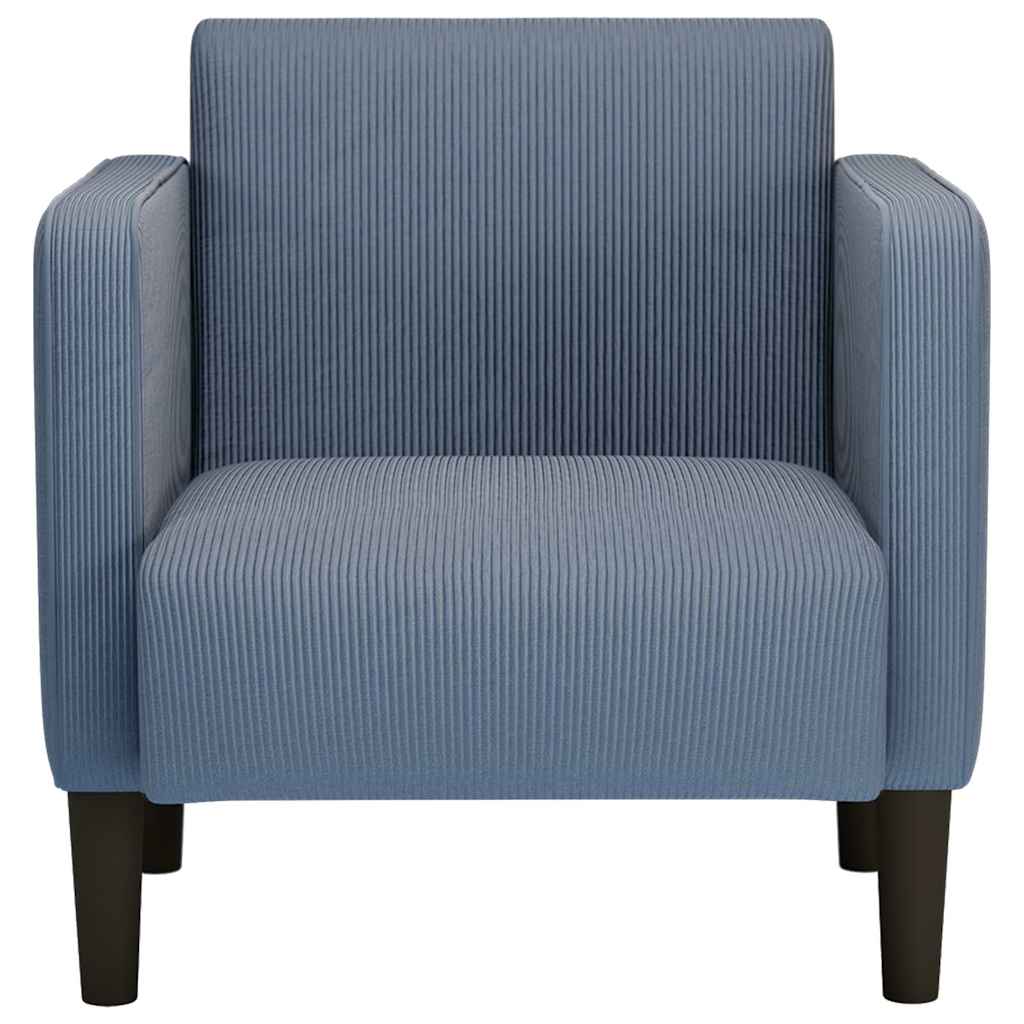 Canapé-chaise accoudoirs bleu 54 cm tissu velours côtelé