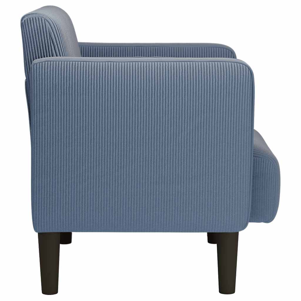 Canapé-chaise accoudoirs bleu 54 cm tissu velours côtelé
