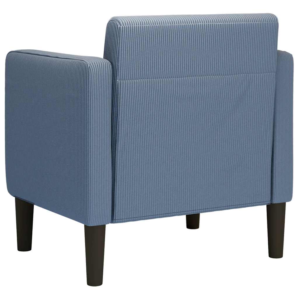 Canapé-chaise accoudoirs bleu 54 cm tissu velours côtelé