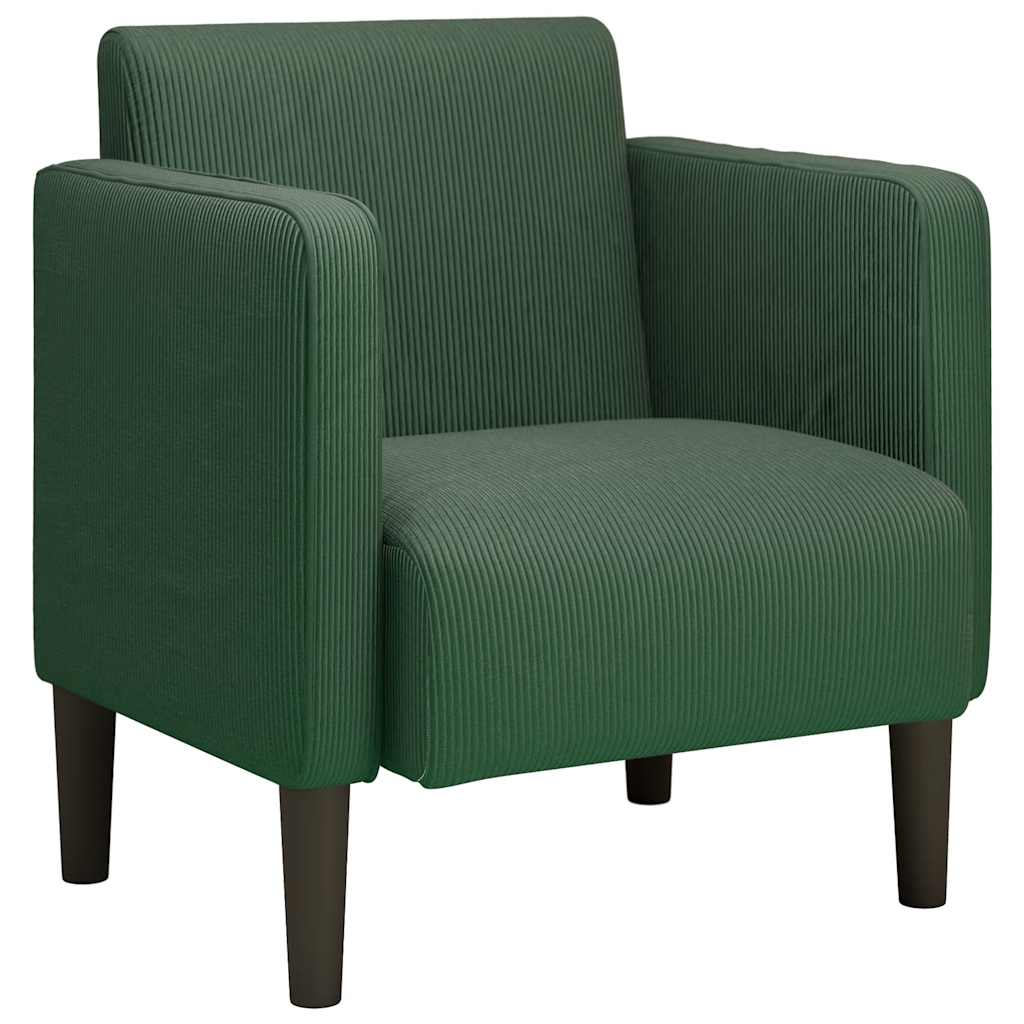 Canapé-chaise accoudoirs vert foncé 54 cm tissu velours côtelé - XIOS