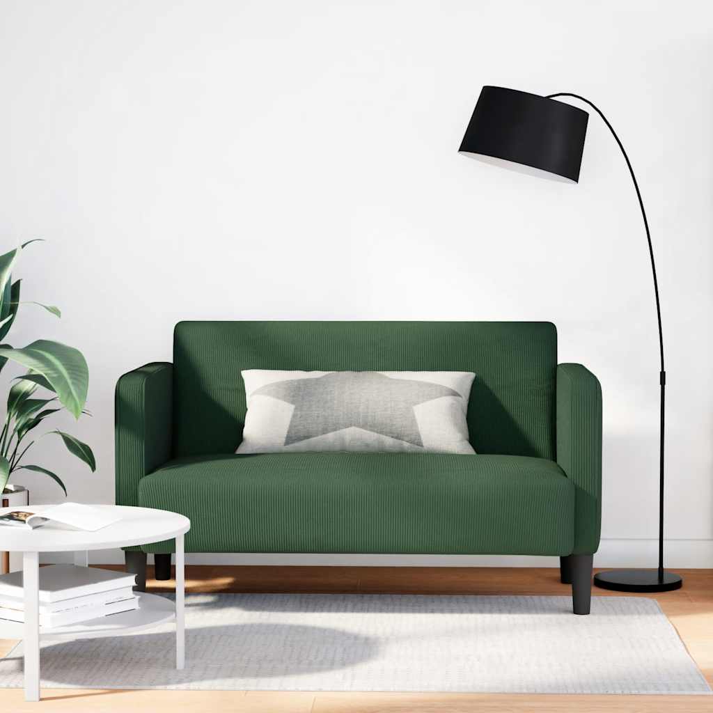 Canapé causeuse vert foncé 109 cm tissu velours côtelé - XIOS