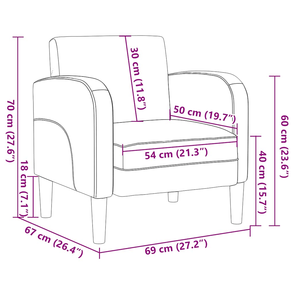 Chaise de canapé avec accoudoirs noir 54 cm similicuir