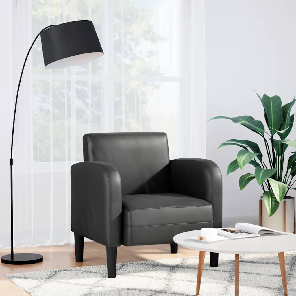 Chaise de canapé avec accoudoirs noir 54 cm similicuir - XIOS
