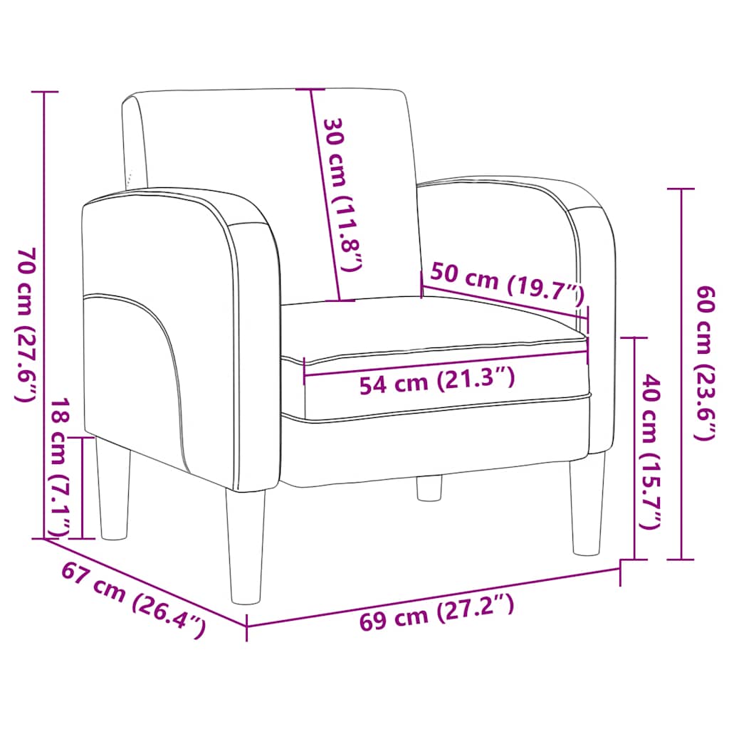 Chaise de canapé avec accoudoirs cappuccino noir 54 cm - XIOS