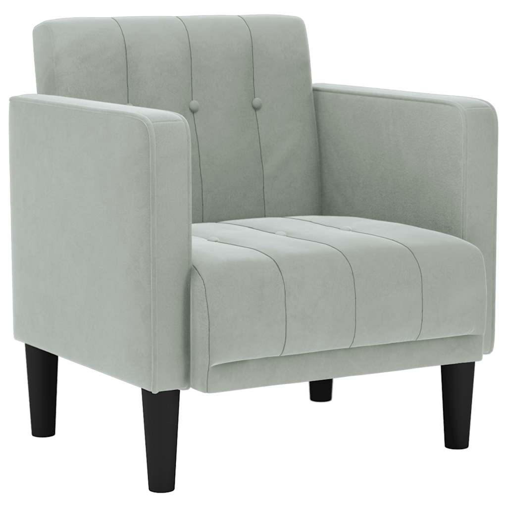 Fauteuil avec accoudoirs gris clair 53 cm velours - XIOS